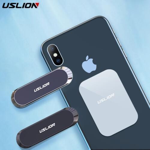 USLION mini Strip Magnetic Car Phone Paste Holder Stand For iPhone Samsung Xiaomi Wall Zinc Alloy Magnet GPS Car Mount Dashboard
