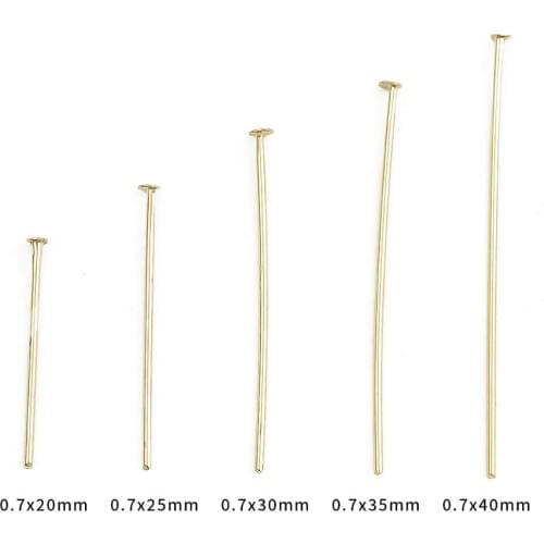50pcs/lot 20/25/30/35/40mm 18K Gold Plated Metal T-Head Pins For DIY Jewelry Making Head Pins Findings Supplies