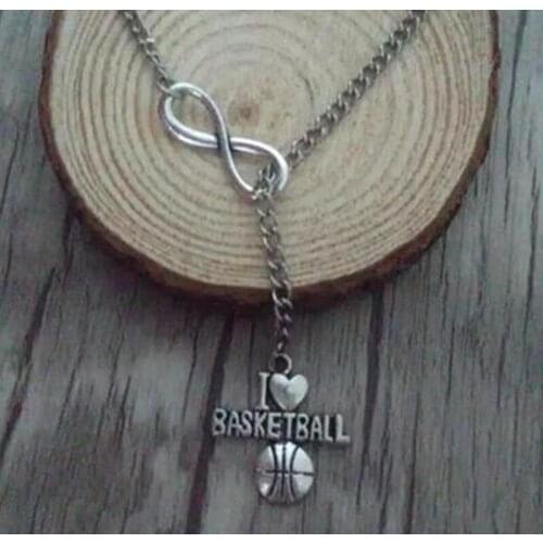 Fashion Infinity I love basketball football Charms Vintage Lucky 8 Pendants Amulet Chain Necklace Jewelry Gift