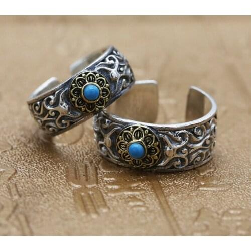 Wholesale S925 Sterling Silver Fashion Jewelry Men And Women Personality Vine Flower Open Ended Retro Thai Silver Ring