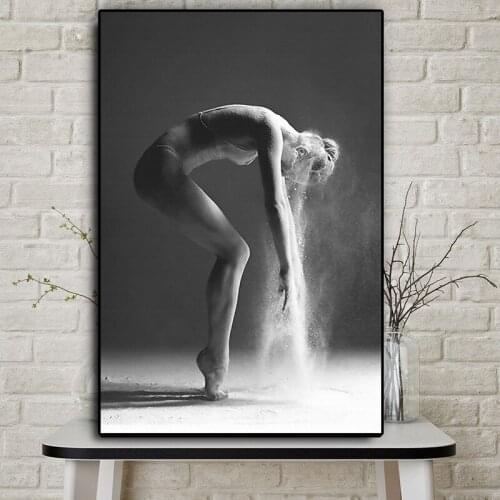 Nordic Black and White Figure Elegant Ballet Dance Oil Painting Canvas Posters Prints Cuadros Wall Art Pictures for Living Room