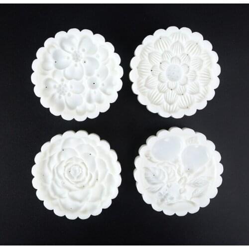 Plastic Mooncake Mold Biscuit Cookie Cutter Hand Pressure Mould 1 Barrel 4 Stamp