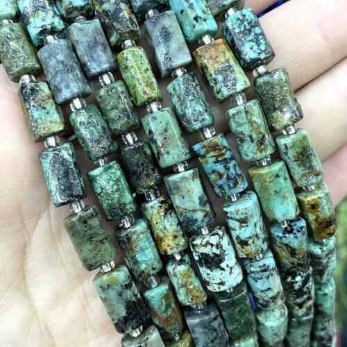 Natural Faceted Africa Turquoises Stone Cylinder Spacer Beads For Jewelry DIY Making Bracelet Necklace Charms Accessories