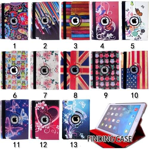 Printing Multicolor 360 Rotating Flip PU Leather Case Cover for IPad 2 / 3 / 4 Smart Tablet Auto Sleep/Wake Stand Holder Cases