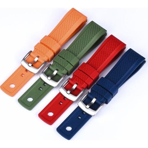 Luxury Summit FKM Rubber Watch Band 20mm 22mm Quick Release Strap Slide Keeper Rubber Straps Waterproof Diving