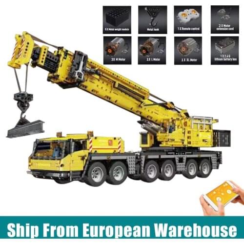 MOULD KING 17013H Assembly High-Tech Toys The APP RC Motorized Yellow GMK Crane Model Building Blocks Bricks Kids Christmas Gifs
