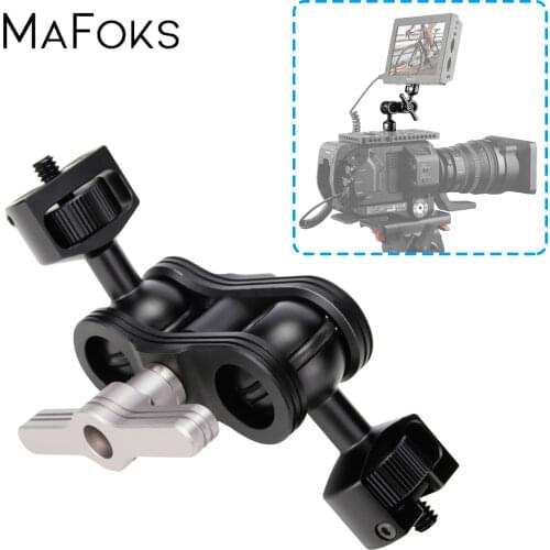 Articulating Double Ballhead Magic Arm with 1/4" Thread Screw Mount for Monitor Lights Flash Audio Recorders Cameras Accessories