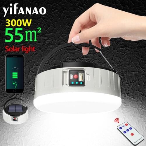 Dropshipping Solar LED Tent Lamp USB Rechargeable Bulb For Outdoor Camping Light Portable Lanterns Emergency Light as Power bank