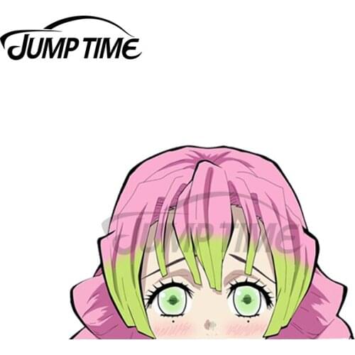 Jump Time 13 x 5.9cm For Mitsuri kanroji Peeker Car Stickers Windows Waterproof Decal Motorcycle Anime Laptop Bumper Decoration