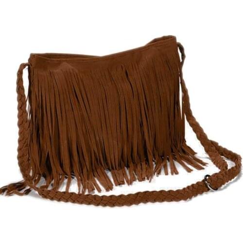 Fringed handbag shoulder bag woman tendency Brown