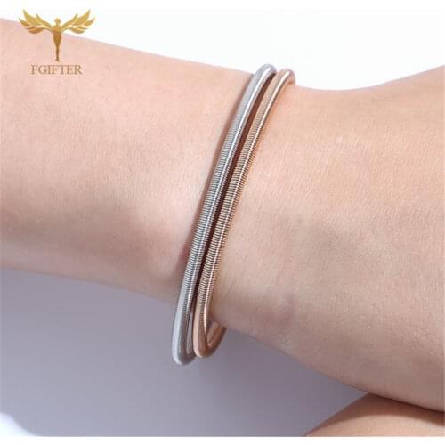 3MM Memory Spring Wire Bracelets For Women 2 Pcs Spring Bracelet Bangle 19MM Length Golden Silver Color Steel Jewelry Accessory