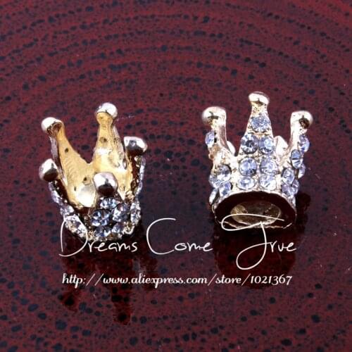 20pcs/lot 2Color Chic Mini Bling Alloy Crown For Wedding Decoration Metal Tiara Shinny Rhinestone Button For Hair Accessories