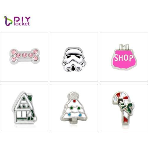 10PCS/lot Small Christmas Mix Style Floating charms Zinc Alloy Fit Floating lockets & Floating locket bracelet LSFC064-619