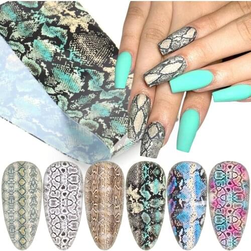 10pcs Snake Print Nail Transfer Foils Wild Leopard Animal Skin Sexy Sticker For Nails DIY Mnaicure Tips Polish Decoration NL1629