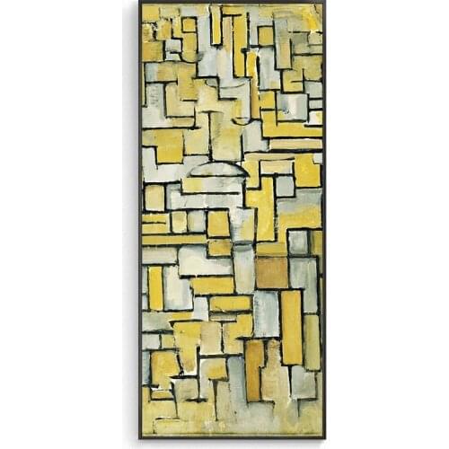 100%hand painted Abstract Oil Painting Grid Pictures By Piet Cornelies Mondrian Canvas Painting On Canvas Wall Decoration