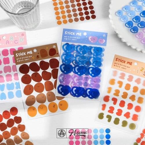 170 Pcs/set Kawaii Decorative Colored Dots Heart Alphabet Letter Adhesive Sticker Scrapbooks Decorative Labels For Diary Album