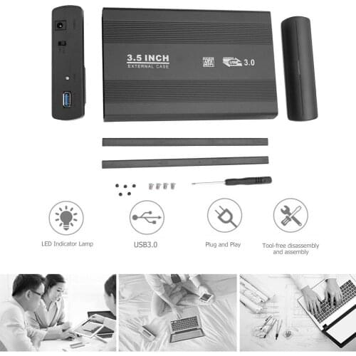 2.5/3.5 inch USB 3.0 to SATA Port SSD Hard Drive Enclosure 480Mbps USB 2.0 HDD Case External Solid State Hard Disk Box