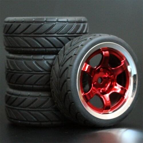 4PCS 1/10 Rubber Tire RC Racing Car Tires On Road Wheel Rim Fit For HSP HPI RC Car Part Diameter 65mm Tires 94123-94122