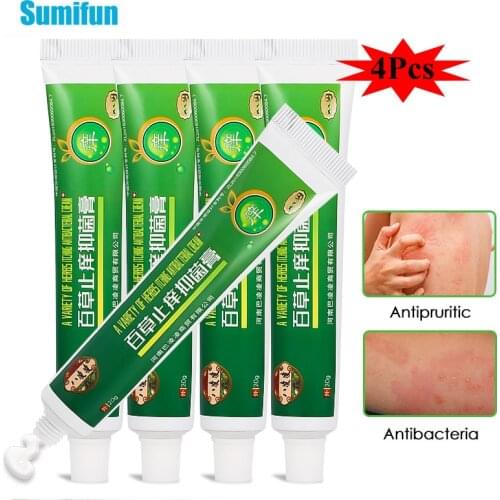 4Pcs Herbal Antipruritic Cream Psoriasis Ointment Dermatitis Eczema Itchy Antibacterial Plaster Skin Anti Itching Health Care