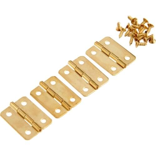 4pcs/lot Gold Hinges +screws Iron Decorative Hinges 24*18mm 4 holes Vintage Wooden Jewelry Box Wine case Furniture Accessories