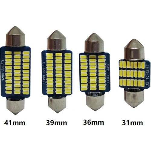 4x C5W Car LED SMD Bulb Interior Reading Light Festoon LED Super Bright Auto Dome License Plate Luggage Trunk Lamp 39mm 36mm