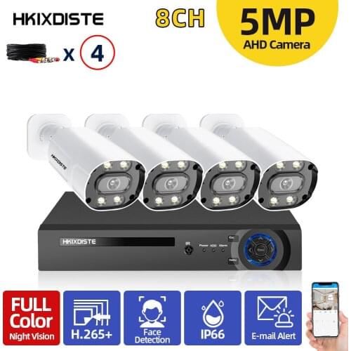 8 Channel CCTV Camera Security System AHD DVR Kit 5MP Outdoor Full Color Night Vision AHD Camera Video Surveillance System Kit