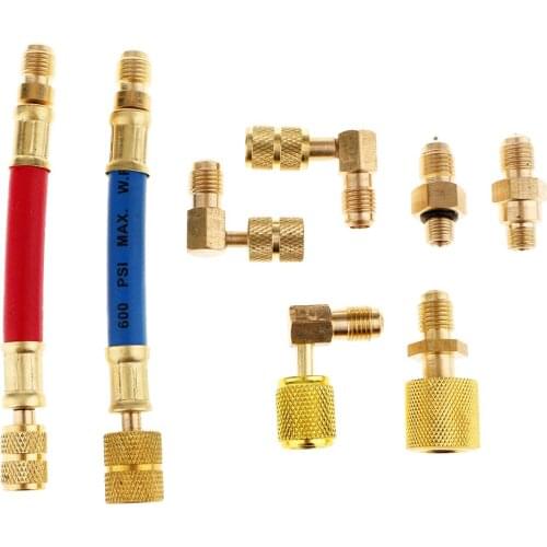 8x A/C Air Conditioning Refrigeration R134A R12 Connector Adapter Hoses Set