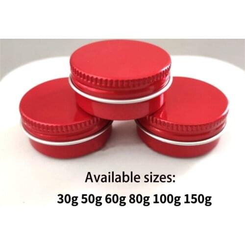 30g 50g 60g 80g 100g 150g Red Aluminum Jar Empty Cosmetic Container Refillable Lip Balm Cream Lotion Bottle Spice Storage 10pcs