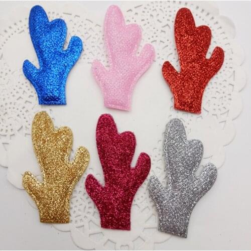 3.5x6cm 20pcs/lot Two Side Shiny Dragon Antler Padded Applique For Children Headdress Accessories