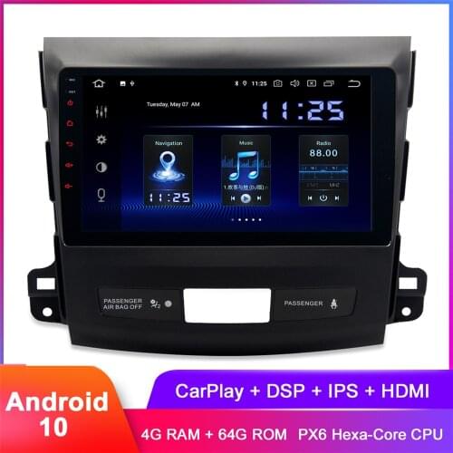 Dasaita 9" IPS Android 10 Car Stereo GPS For Outlander 2007 2008 2009 2010 2011 In Dash 2 Din Auto Radio FM WiFi DSP Audio Video