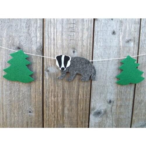 Badger Woodland felt Garlands baby shower buntings Christening baby shower birthdaywedding baptism decor nursery room banners