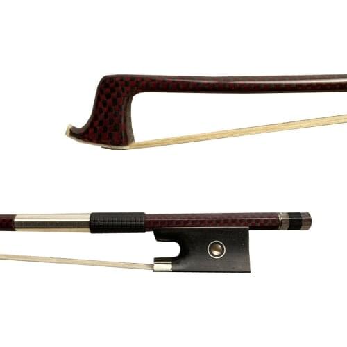 Free shipping 5pcs of Violin Bow 4/4 Carbon Fiber Red square pattern weave Plaid Bow For 4/4 Violin Well Balanced Violin