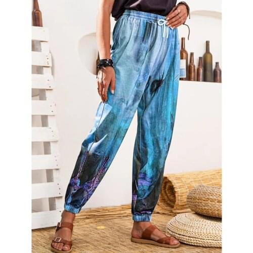 Women Casual Trousers Loose Streetwear Pants High Waist Female Plus Size Sport Summer Fashion Drawstring Boho New Jogger Print