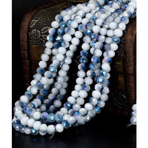 68PCS/Lot 8MM 2 Color Mixed Faceted Glass Crystal Spacer Rondelle Beads For Garment Beads