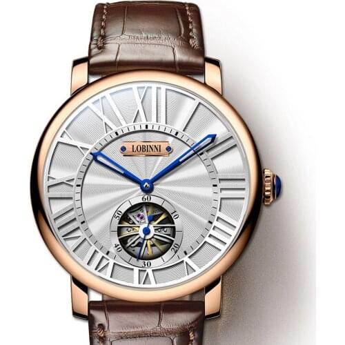 Wrist watch for men,mens automatic watches LOBINNI luxury brand man dress mechanical wristwatch skeleton reloj mujer Switzerland