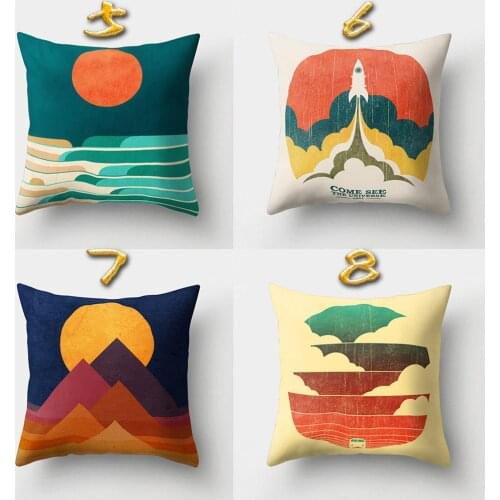 45X45CM Simple Abstract Decorative Pillowcases Polyester Throw Pillow Case Striped Colorful Sunrise Pillowcase Kussensloop
