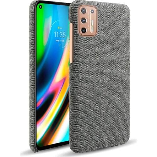 For Moto G9 Plus Case Hard PC Shockproof Woven Textile Fabric Cloth Back Cover For Motorola G9 Plus Shell
