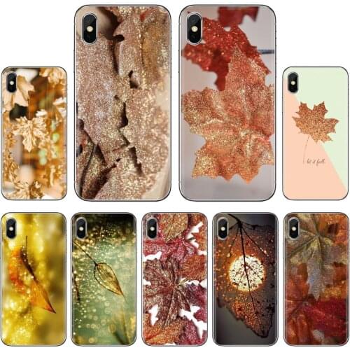 Fall-Glitter-C-leaf-Gold-Autumn-Maple For Samsung Galaxy S7 S8 S9 S10E S20 FE Note 10 20 Edge Lite Plus Ultra Soft Case