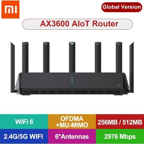 Xiaomi AIoT Router AX3600 WiFi 6 2.4G 5G 6 Core 2976Mbs Gigabit Rate Wireless Signal Amplifier Modem 6*Antennas MU-MIMO Network