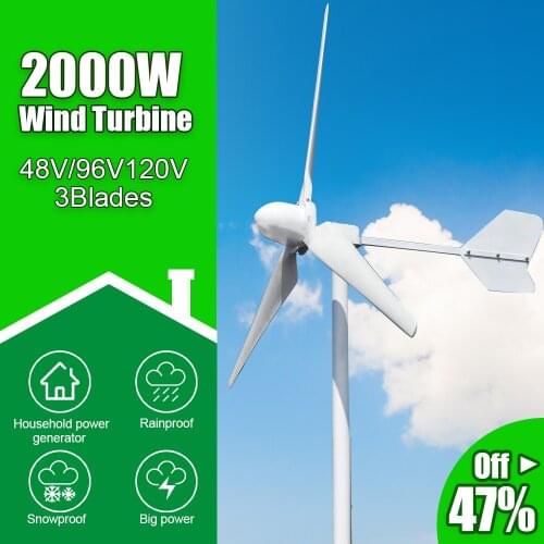 Free Energy 2KW 48V 96V 120V Horizontal Wind Turbine Generator Low RPM Windmill For Farm Home Boat Use