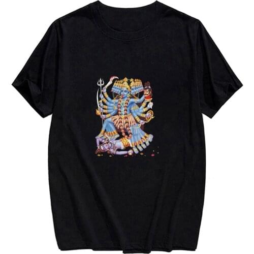 India Lord Ganesha Cotton T-shirt Short Sleeve Harajuku Style Hindu Elephant-headed God of Wisdom Men Women Casual Cotton Tops