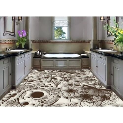 Customized wallpaper for walls Simple lily flower pattern fashion 3D floor pvc floor wallpaper Home Decoration