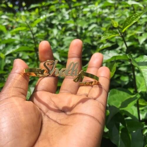 Personalized Custom Name Bracelet Gold Stainless Steel Cuff Bracelets For Women Handmade Bangle Mom Jewelry Gift Ideas