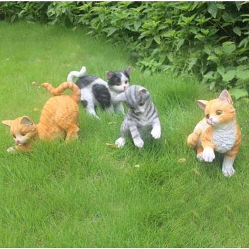 Creative garden simulation cat crafts ornaments, living room home decorations, resin animal crafts, garden decoration