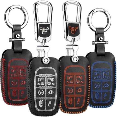LUCKEASY For Chrysler Grand Voyager 2018 leather Smart Remote key Case Cover Holder