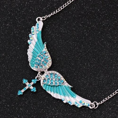 Trendy Exaggerated Luxury Angel Crystal Wing Necklace Unique Womens Necklaces 4 Colors Jewelry Accessories Gift