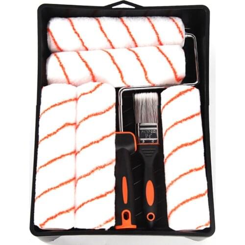 1set DIY Paint Roller Brushes Kit Handle Tool Household Use Wall Brushes Home Repairing Wall Ornament Painting Brush Tool Tray