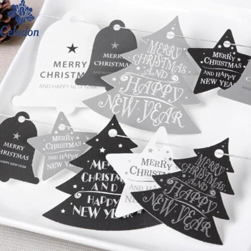 28Pcs Christmas Paper Tags Kraft Paper Card Tags Labels DIY Scrapbooking Crafts Hang Tags Christmas/Wedding Party Favors