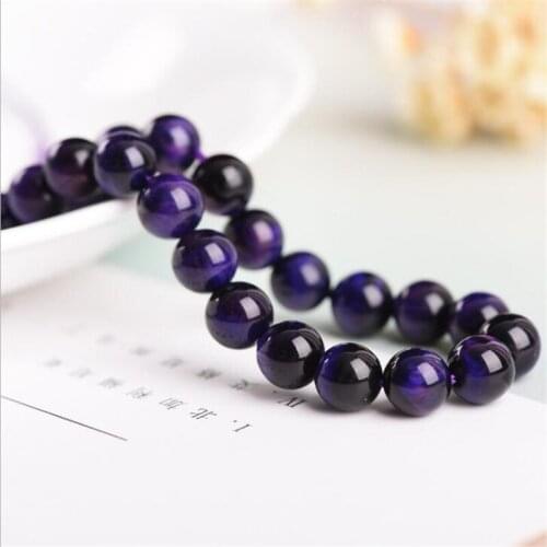Wholesale AAA+ Natural Purple Tiger Eye Gem Stone Round Beads For Jewelry Making DIY Bracelet Necklace 4/6/8/10/12mm Strand 15