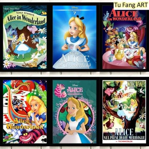 Alice In Wonderland Disney Anime Poster Canvas Painting Wall Art Prints Posters Room Decor Pictures for Bedroom Home Decoration